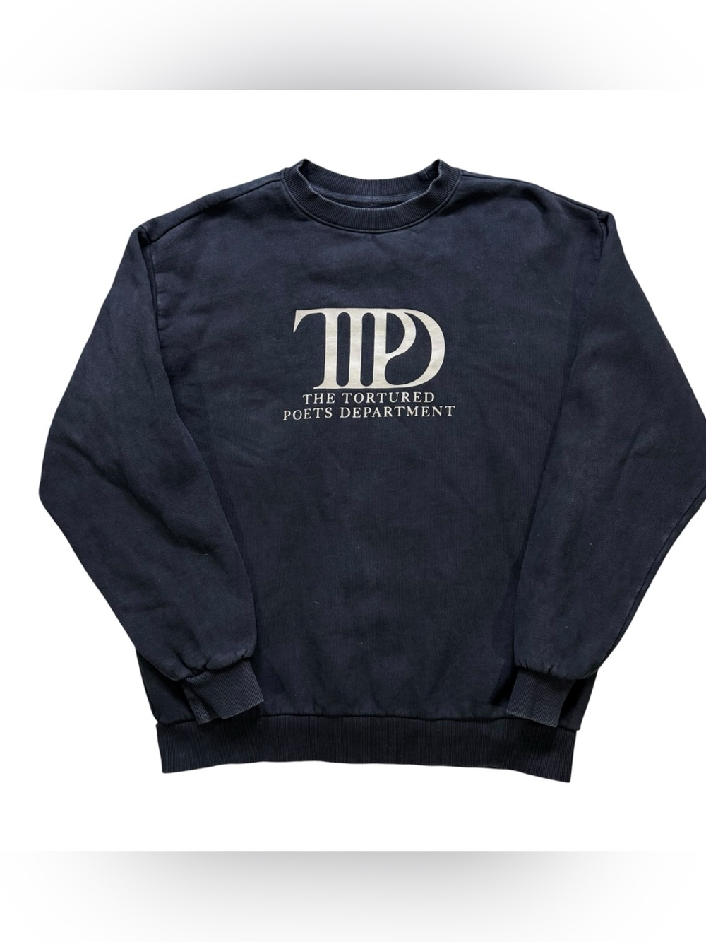 Official Taylor Swift The Tortured Poets Department Black Center Logo Crewneck L